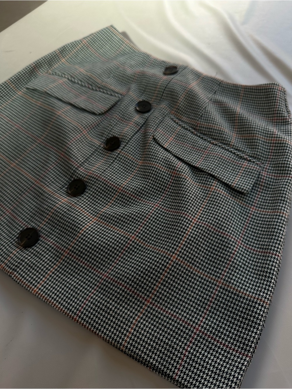Plaid Button-Front Mini Skirt